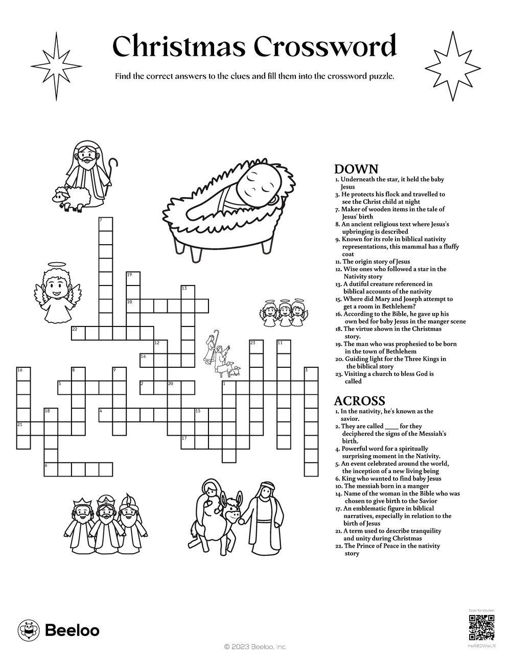 Christmas Crossword Beeloo Printable Crafts And Activities For Kids
