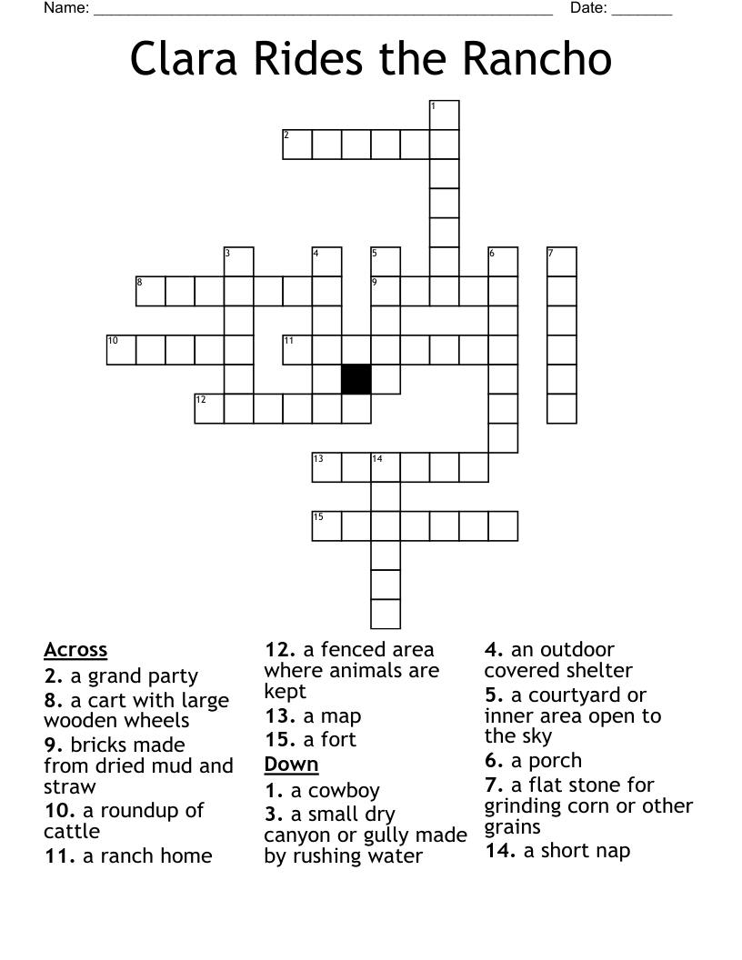 Clara Rides The Rancho Crossword WordMint