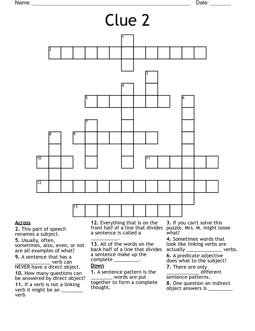 Clue 2 Crossword WordMint