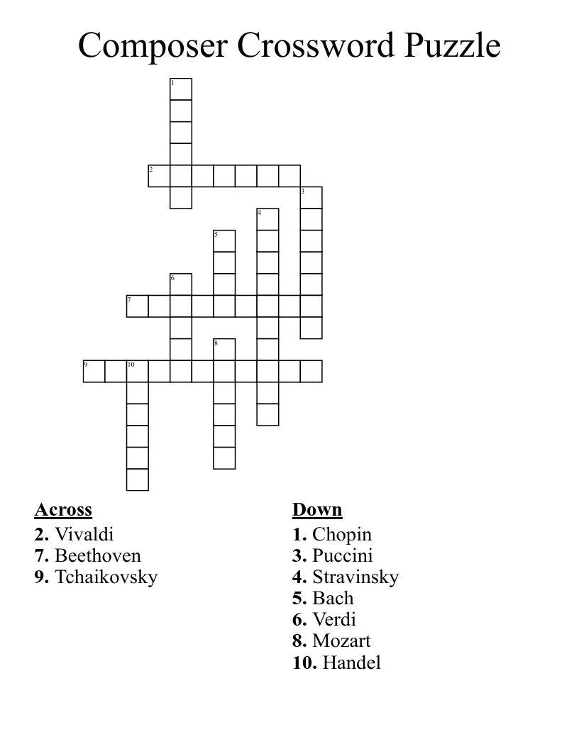 Composer Crossword Puzzle WordMint