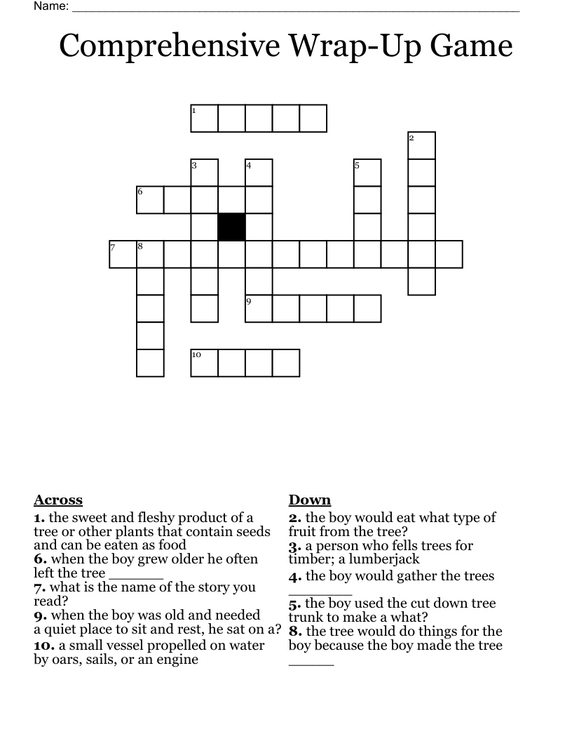 Comprehensive Wrap Up Game Crossword WordMint