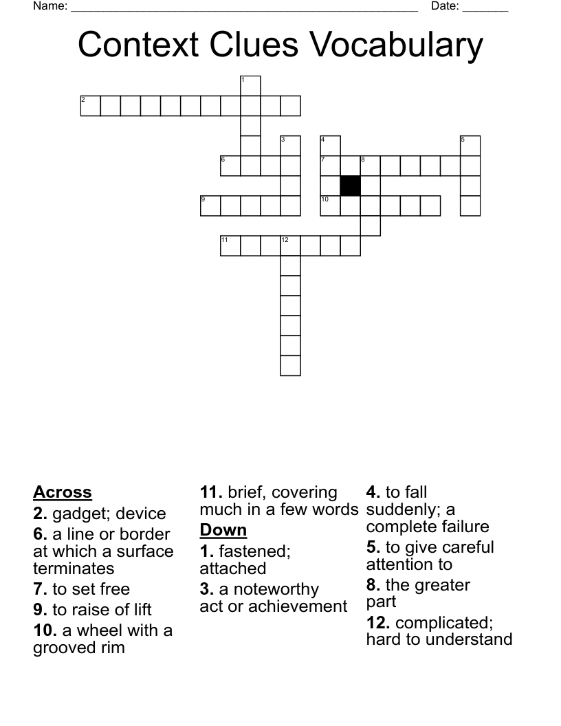 Context Clues Vocabulary Crossword WordMint Context Clues Vocabulary Crossword WordMint