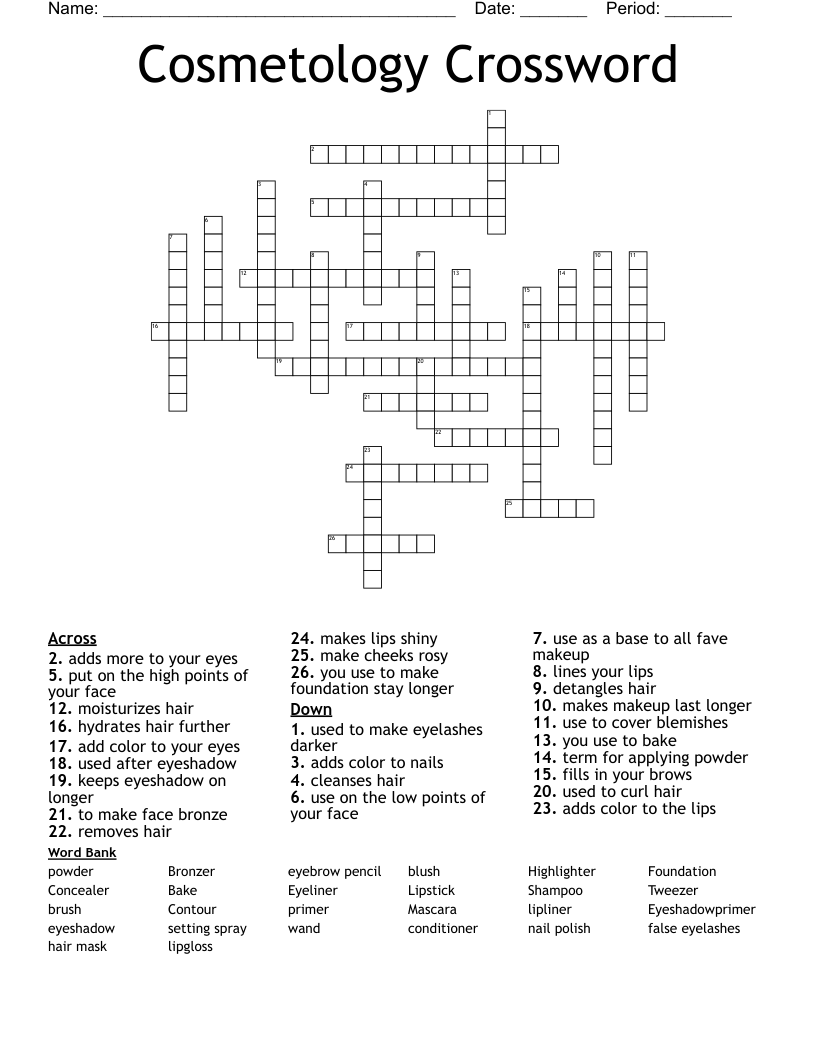 Cosmetology Crossword WordMint