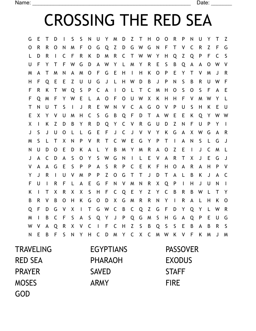 CROSSING THE RED SEA Word Search WordMint