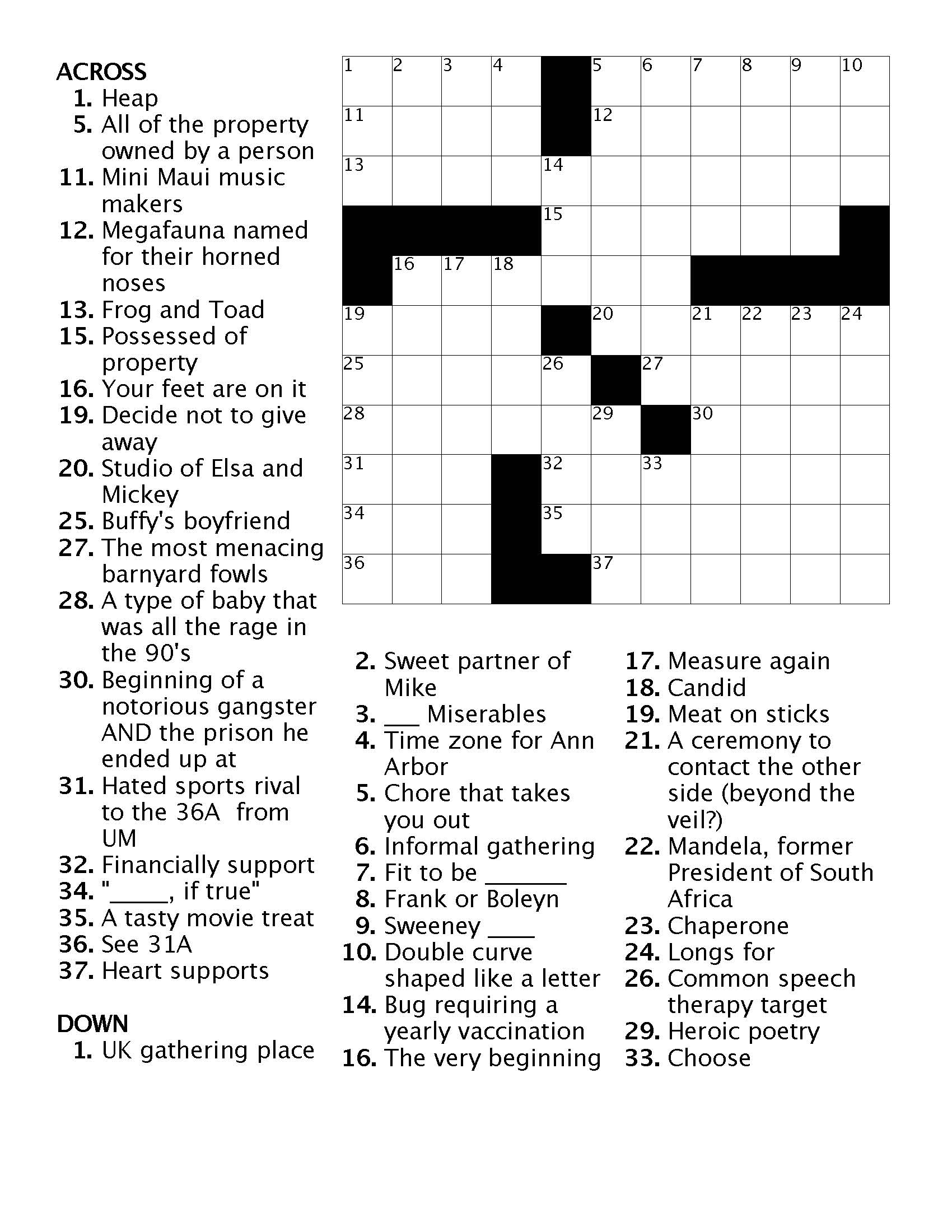 Crossword 7 Ann Arbor District Library