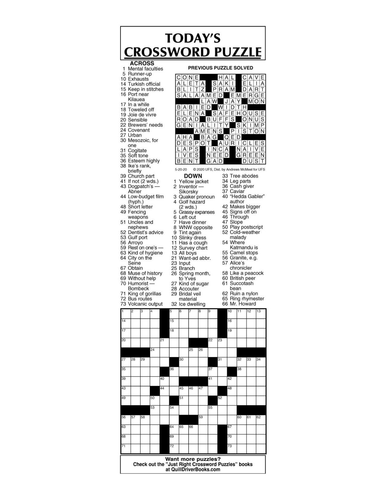 Crossword By McMeel 5 20 Messenger inquirer
