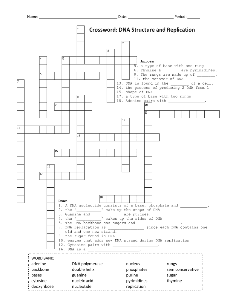 Crossword Dna Structure And Replication Answer Key Fill Out Sign Online DocHub