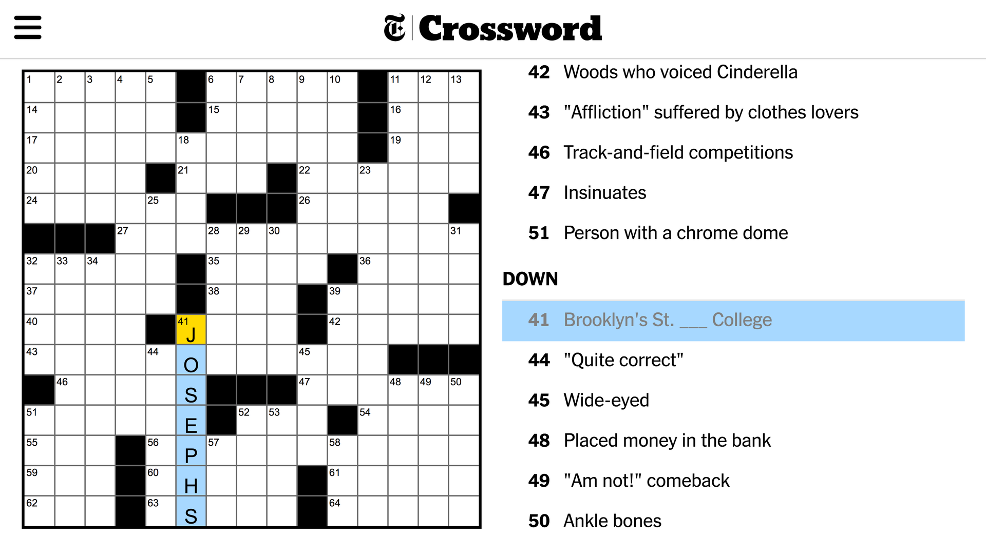 Crossword Features SJC Brooklyn On Campus St Joseph s University New York