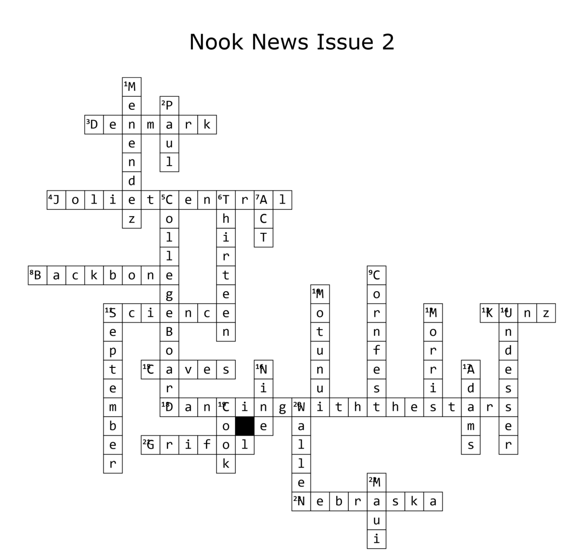 Crossword Puzzle Answers Issue 2 Nook News