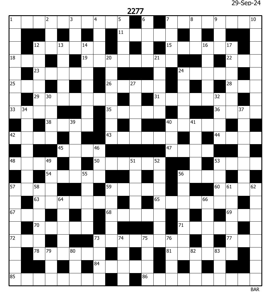 Crossword Puzzle Number 2277