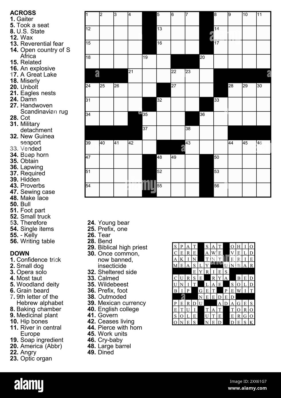 Crossword Puzzles Black And White Stock Photos Images Alamy