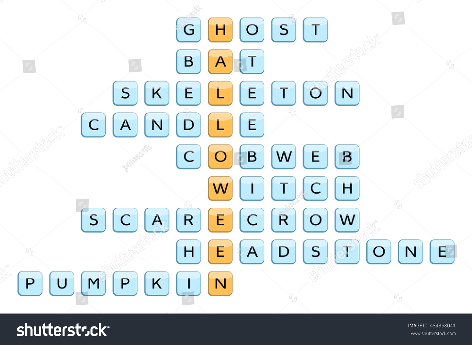 Crossword Word Halloween Related Words Ghost Stock Vector Royalty Free 484358041 Shutterstock