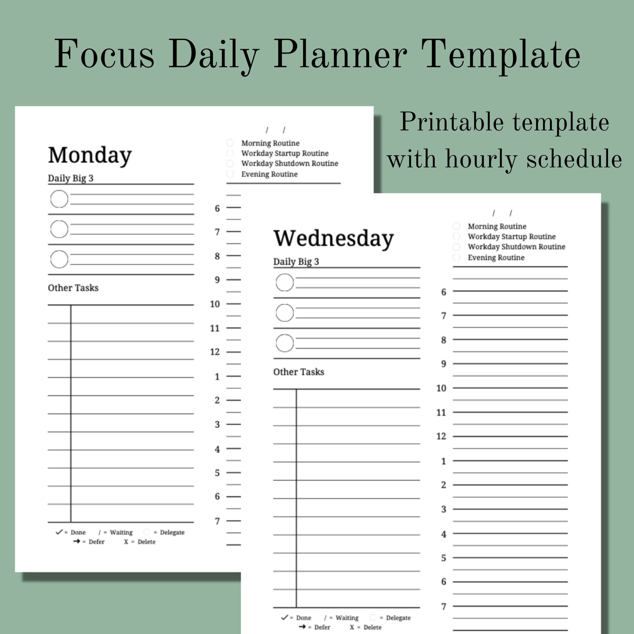 Daily Focus Planner Template Printable Daily Focus Planner Daily Planner Template Printable Planner Insert Etsy