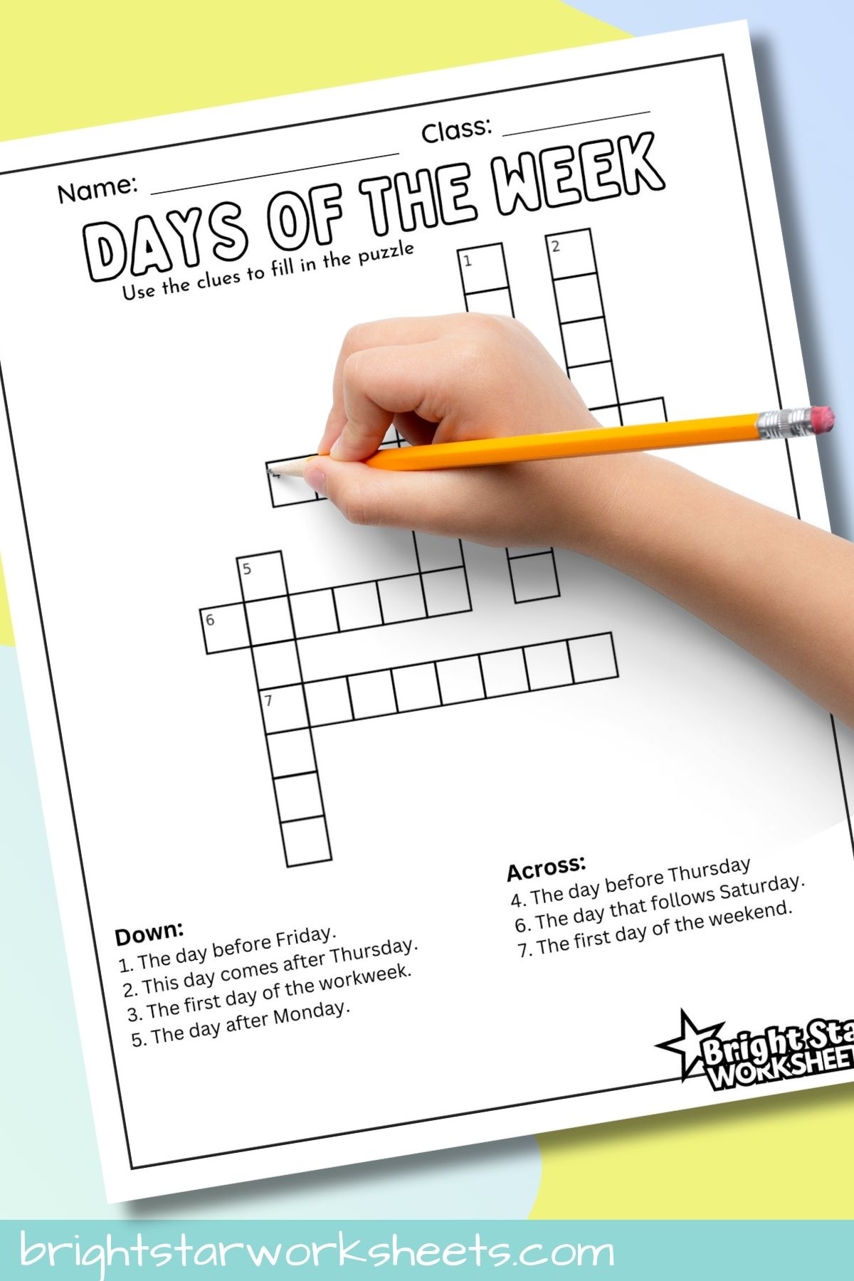 Days Of The Week Crossword Puzzle Bright Star Worksheets Days Of The Week Crossword Puzzle Bright Star Worksheets