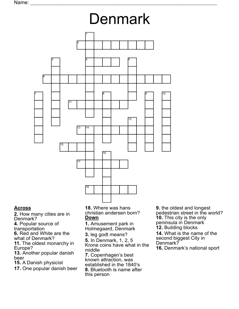 Denmark Crossword WordMint