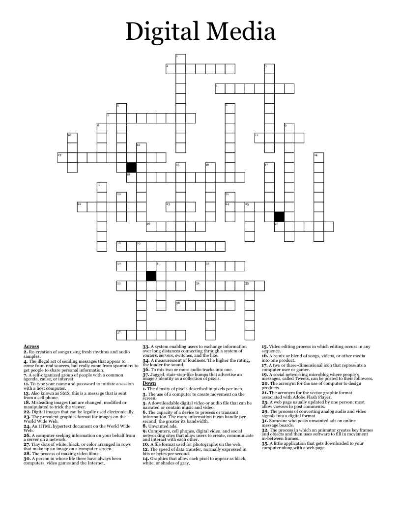 Digital Media Crossword WordMint