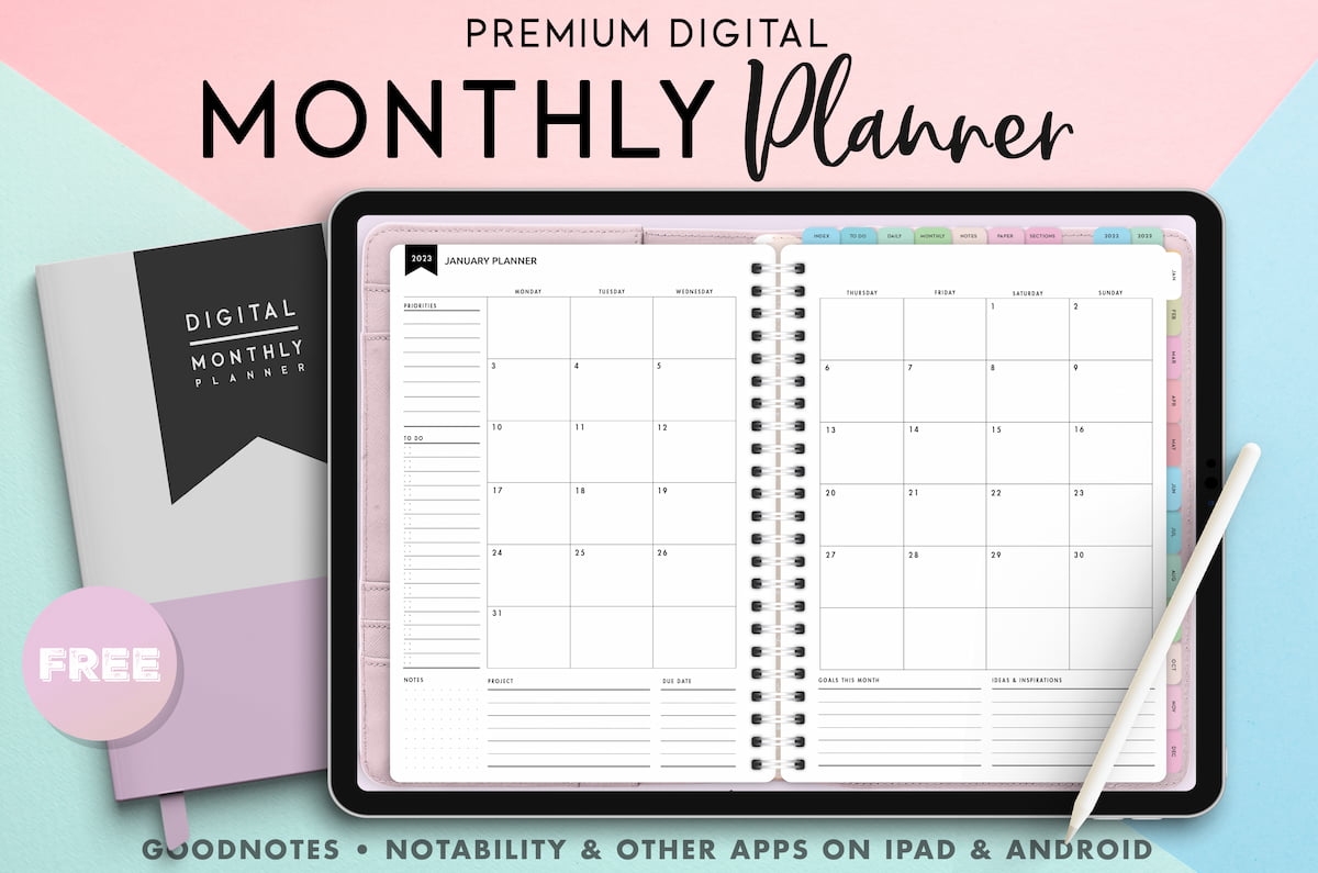 Digital Monthly Planner Stylish Free World Of Printables