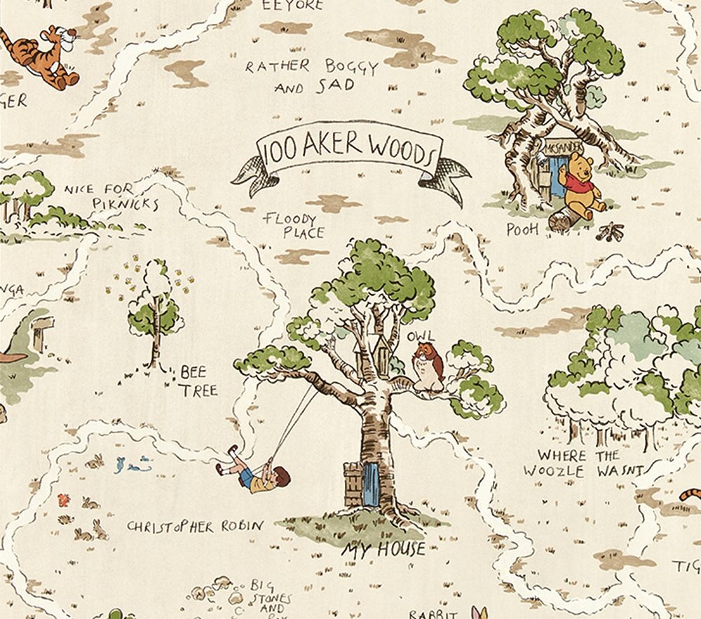 Disney Home X Sanderson Hundred Acre Wood Wallpaper Pottery Barn Kids