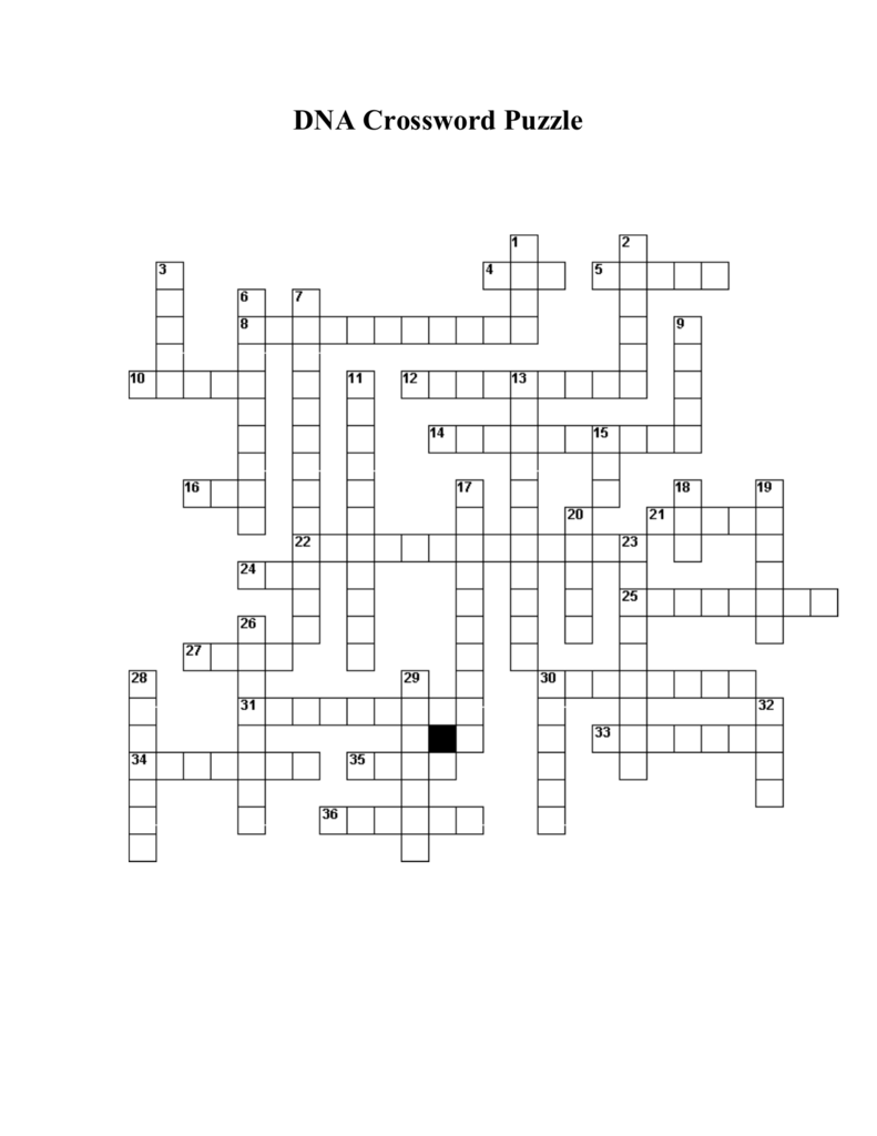 DNA Crossword Puzzle Test Your Molecular Biology Knowledge