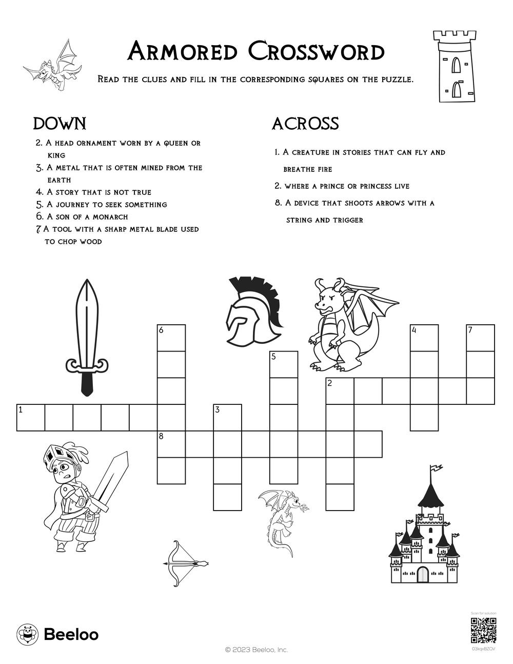 Dragon themed Crossword Puzzles Beeloo Printable Crafts And Activities For Kids
