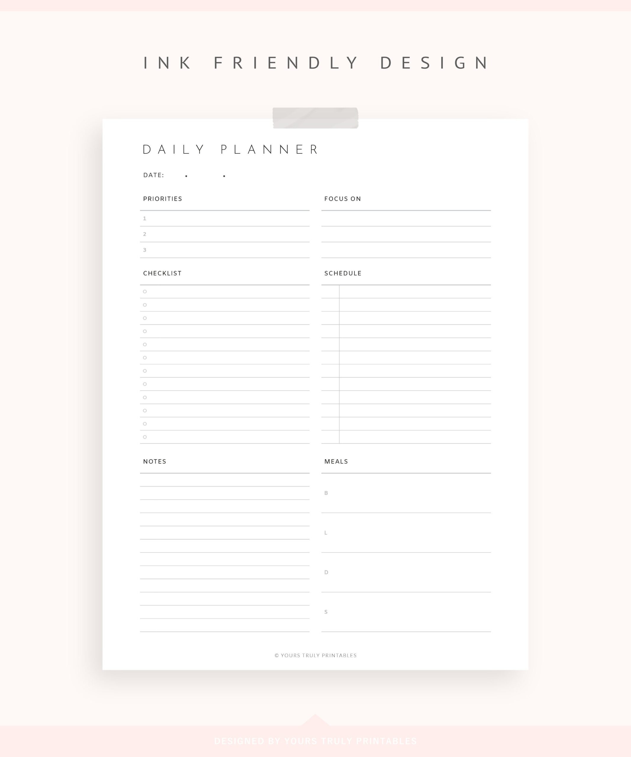Editable Daily Planner Printable Daily To Do List Day Planner For Work Planner Insert Hourly Planner Template A5 a4 letter half Size Etsy