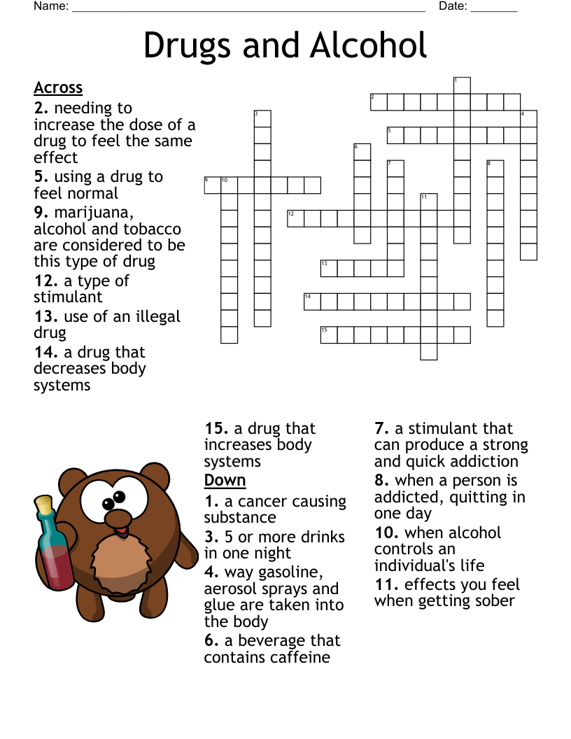 Effects Of Alcohol Crossword WordMint