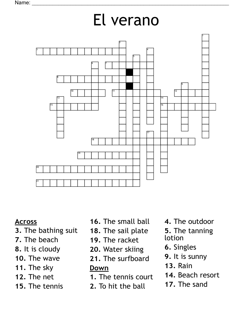 El Verano Crossword WordMint