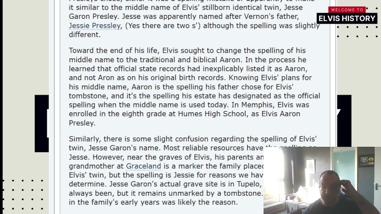 Elvis Aaron Presley Elvis Middle Name Is It Aron Or Aaron YouTube