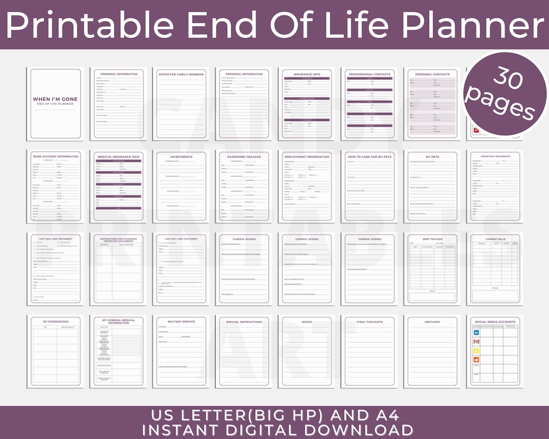 End Of Life Planner Emergency Binder When I Die Printable What If Organizer Etsy Norway