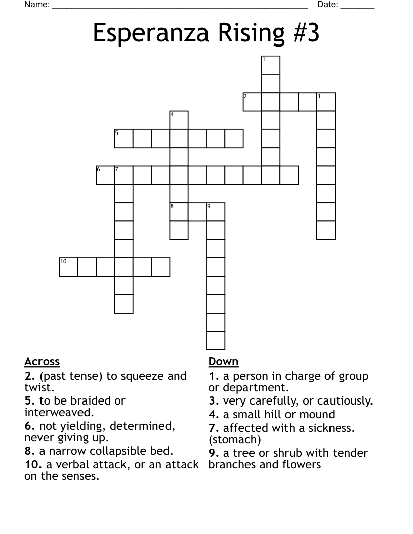 Esperanza Rising 3 Crossword WordMint