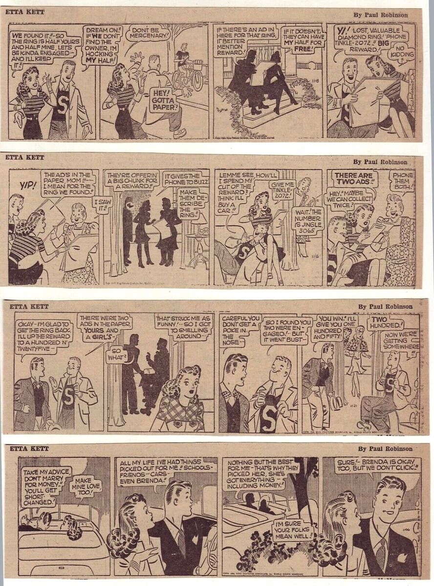 Etta Kett By Paul Robinson 18 Daily Comic Strips From November December 1945 EBay