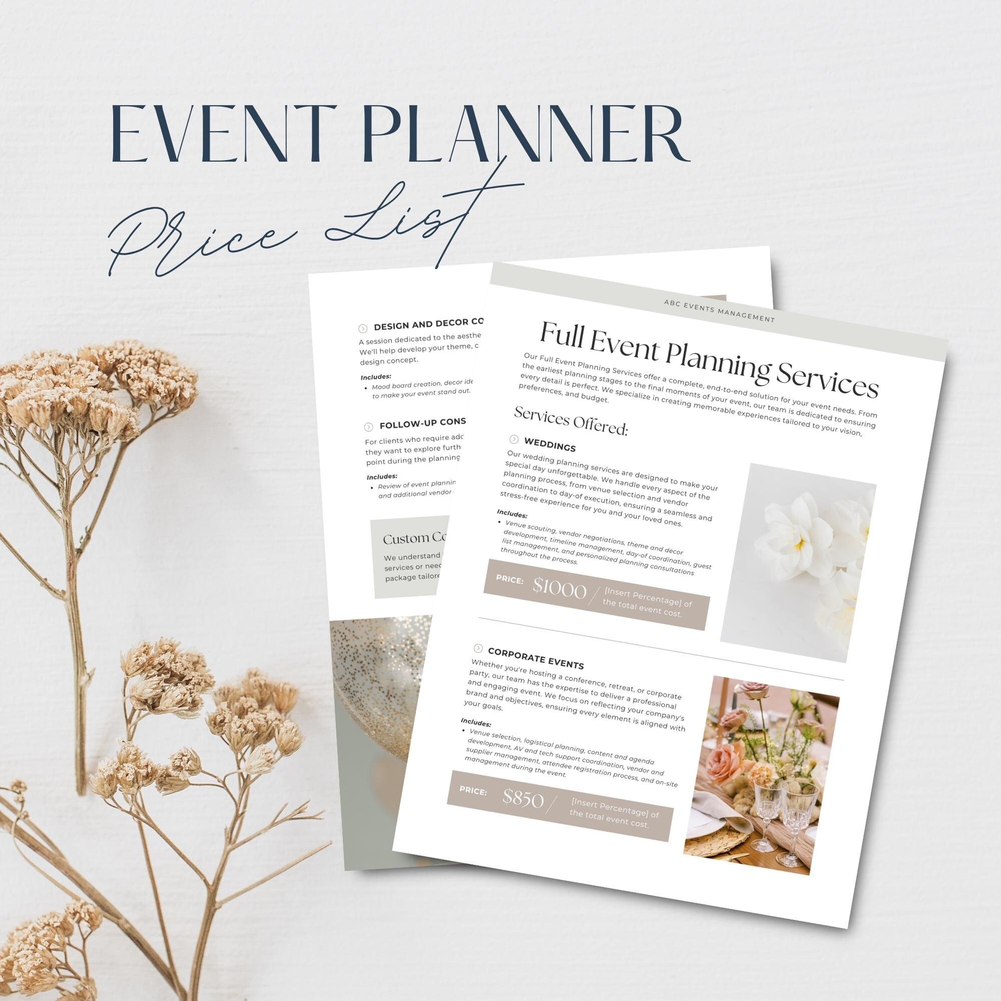 Event Planner Price List Canva Template Editable Pricing Guide Professional Cost Presentation Party Planning Business Service List Etsy Event Planner Price List Canva Template Editable Pricing Guide Professional Cost Presentation Party Planning Business Service List Etsy