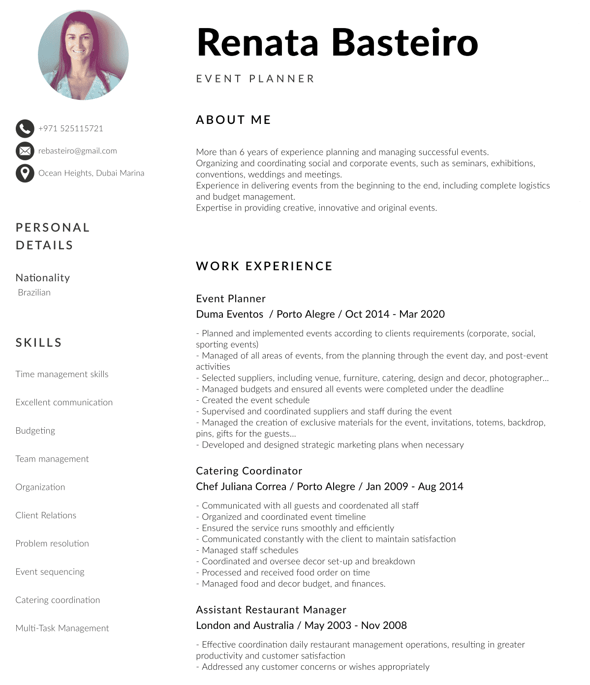 Event Planner Sample Resume Thai Resume