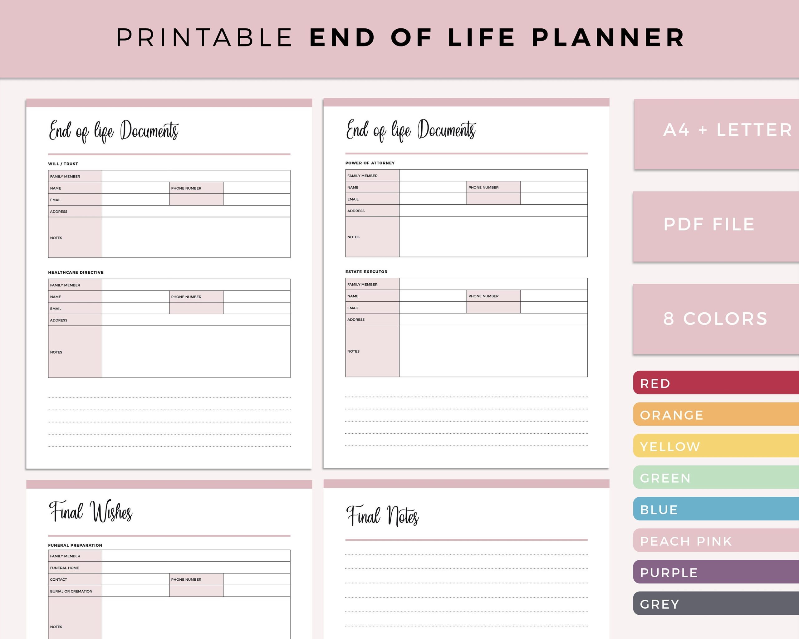 Family Emergency Binder Printable End Of Life Planner In Case Of Emergency Etsy