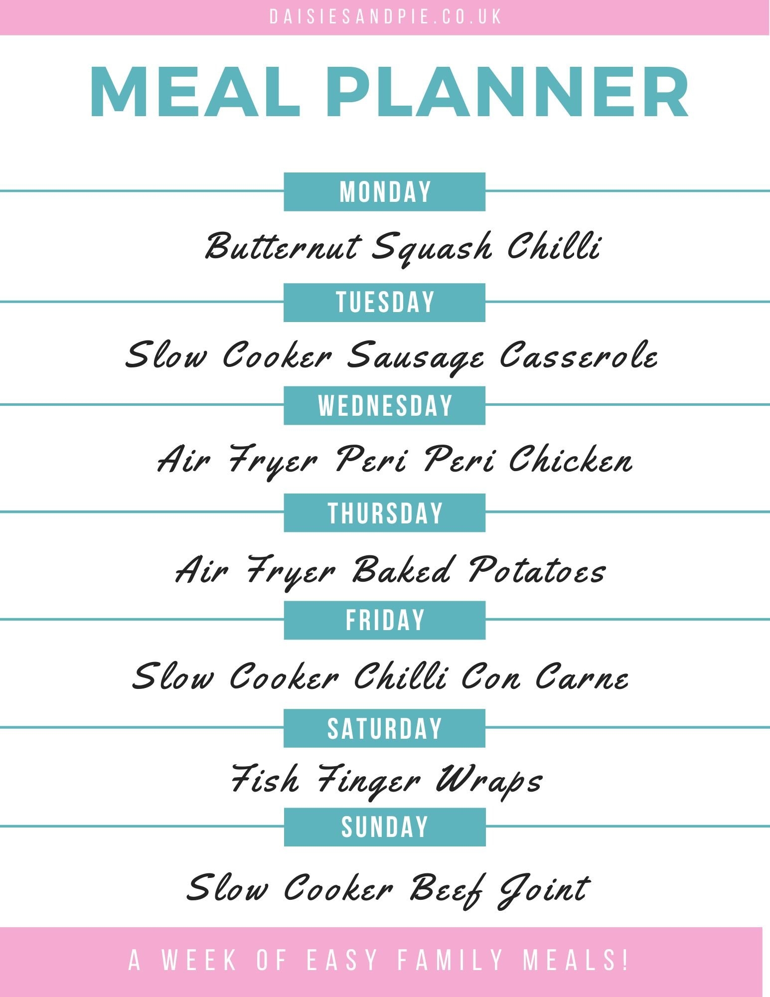 Family Weekly Meal Plan Updated Weekly Daisies Pie Family Weekly Meal Plan Updated Weekly Daisies Pie