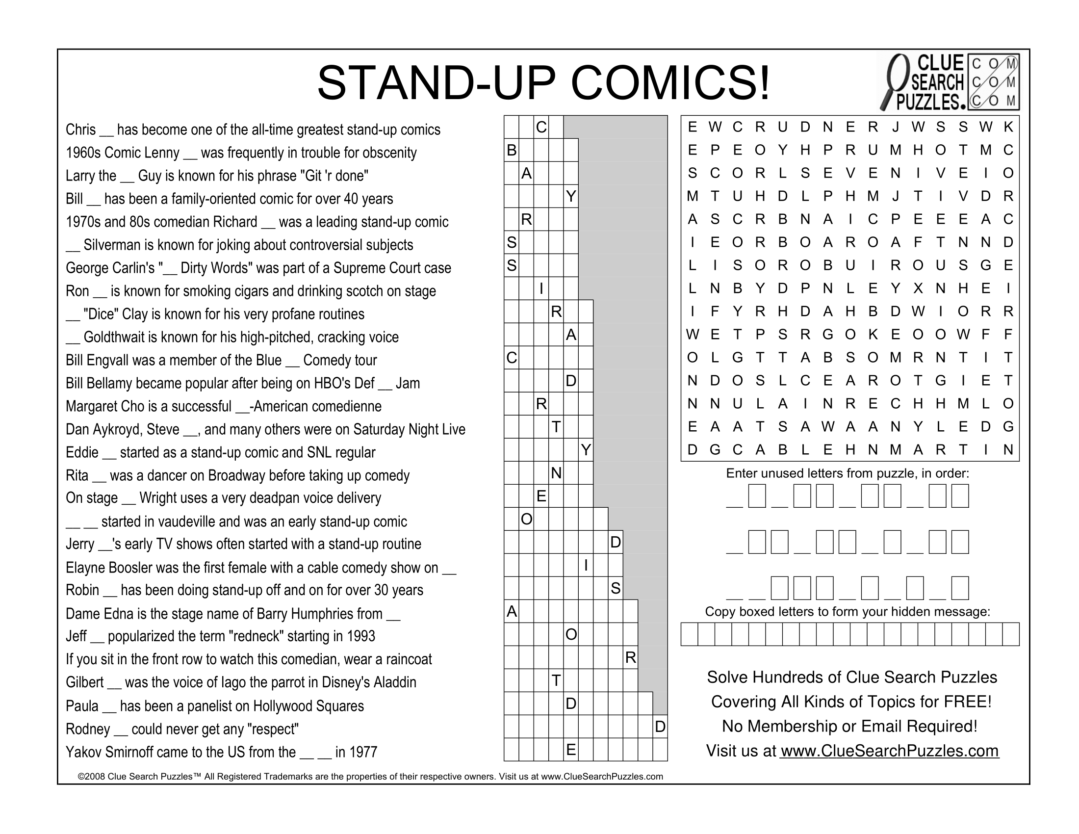 Famous People Clue Search Puzzles