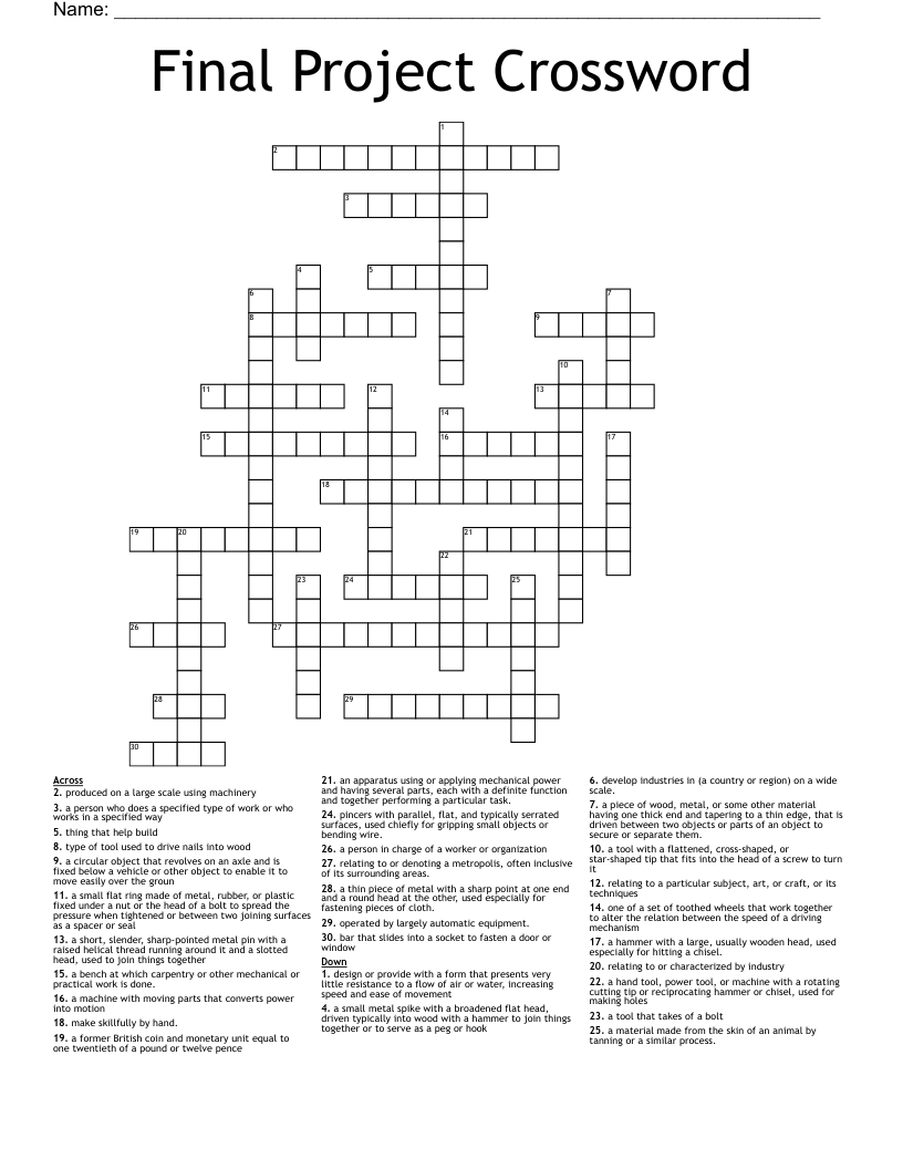 Final Project Crossword WordMint