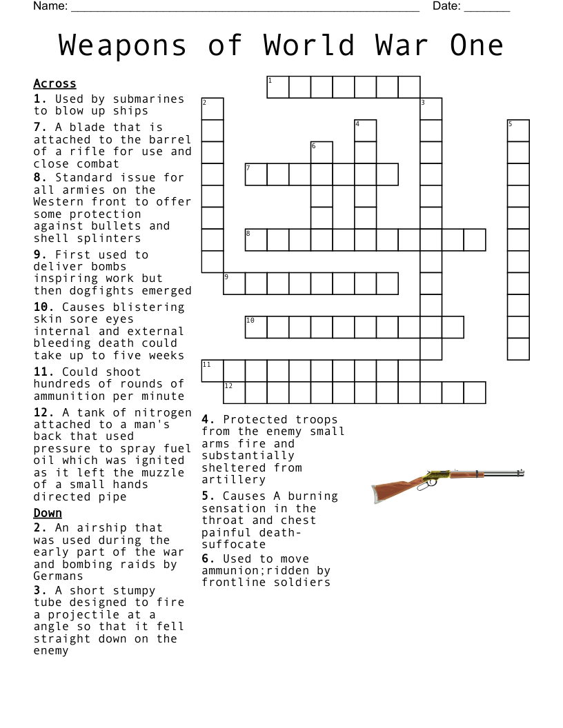 Firearms Crossword WordMint