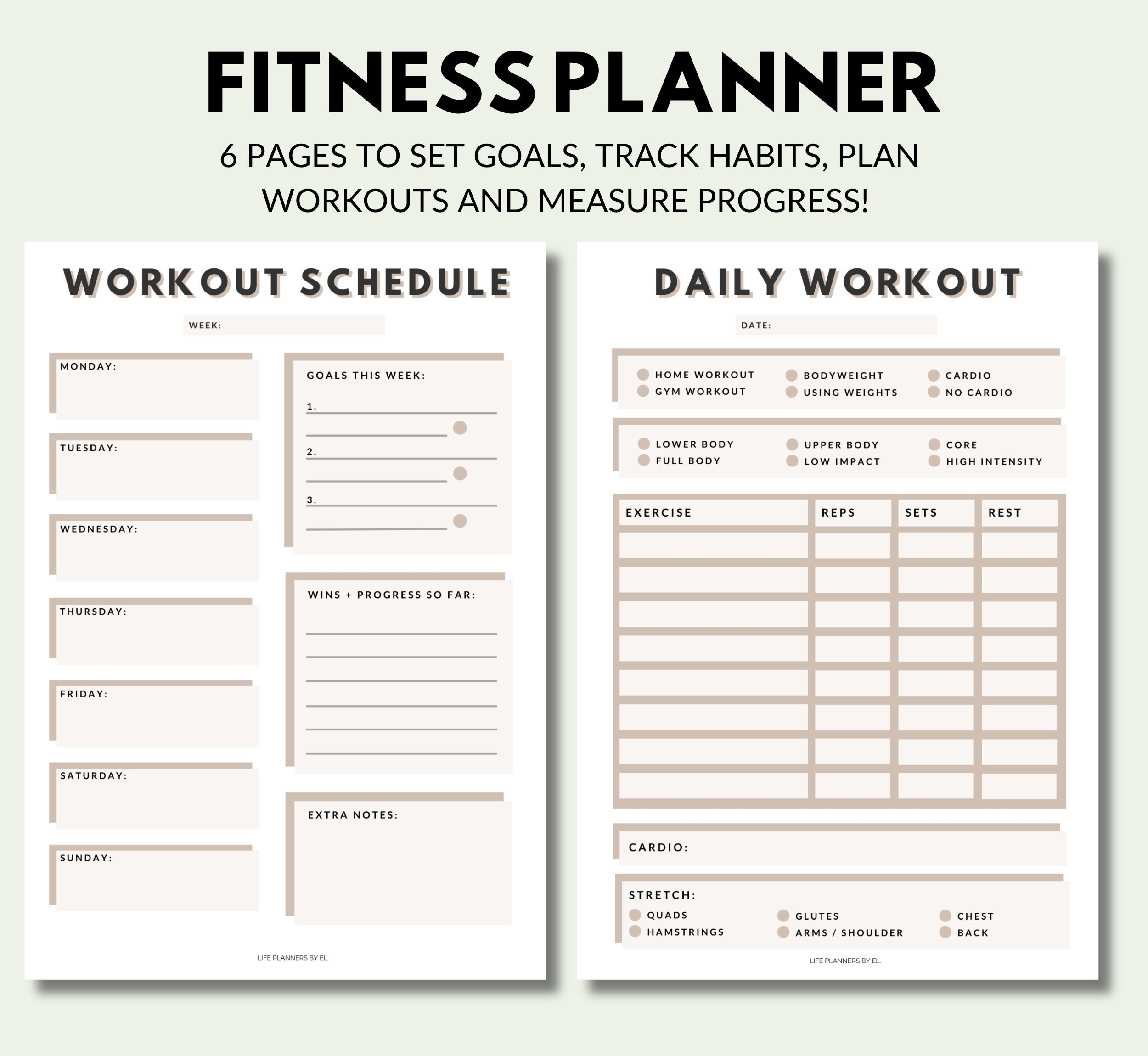 FITNESS PLANNER Printable Workout Tracker Exercise Tracker Fitness Routine Habit Tracker Exercise Planner Fitness Trackers Etsy