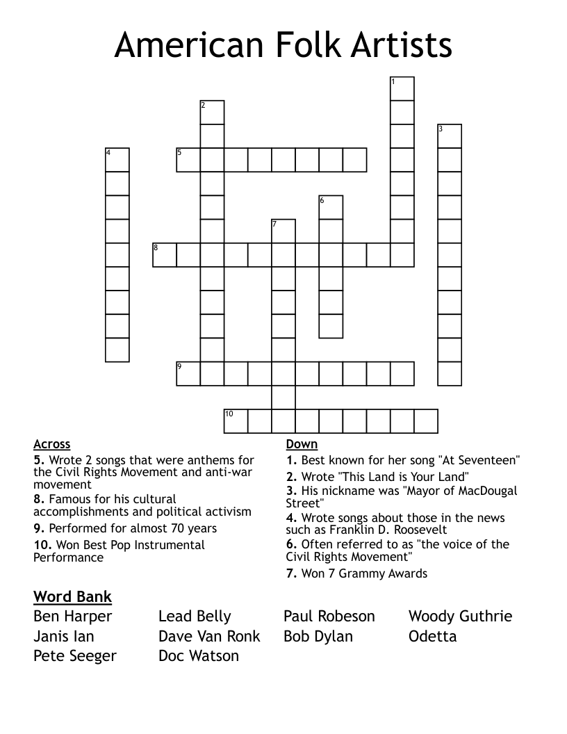 Folk Music Legend Guthrie Crossword Clue