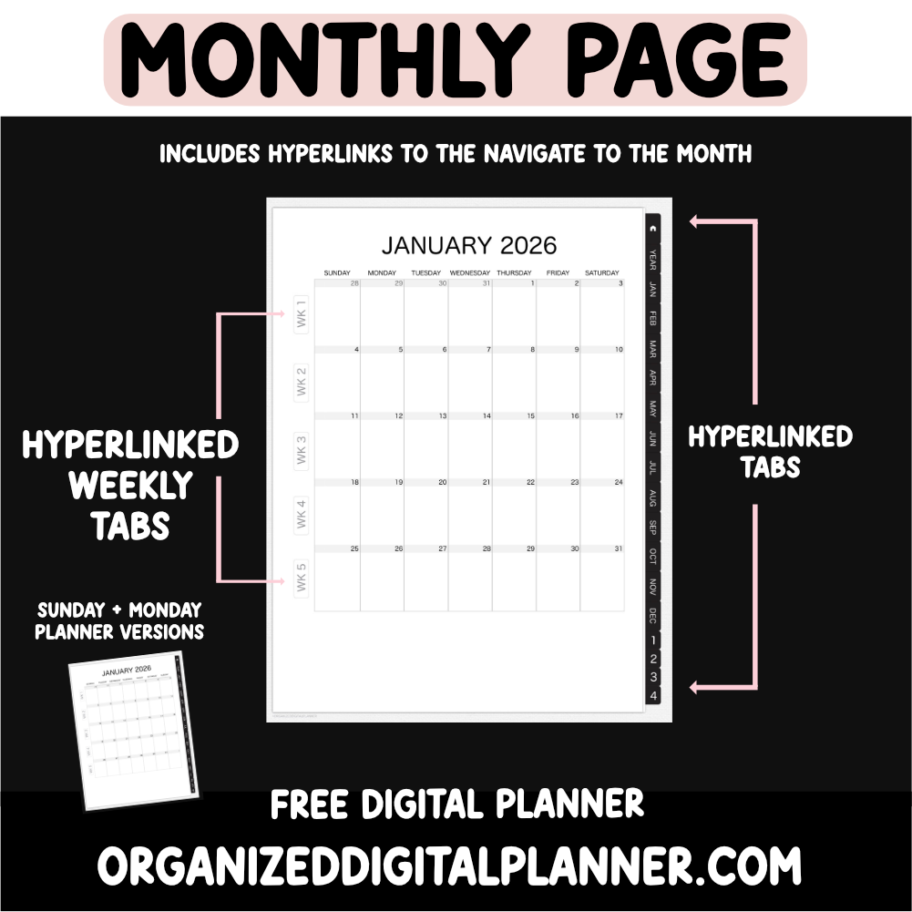 FREE 2026 Digital Planner Organizeddigitalplanner