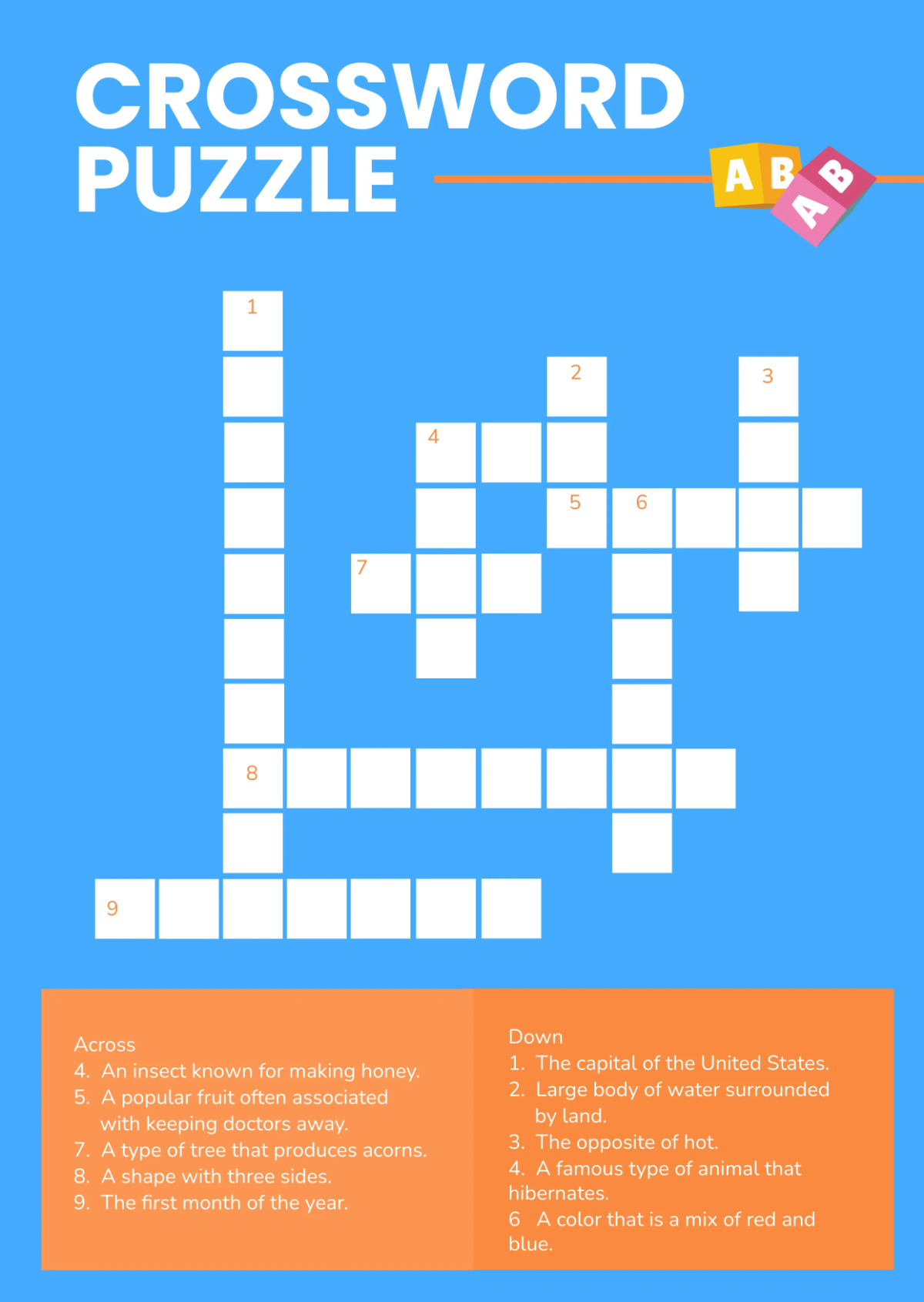 Free Easy Crossword Template To Edit Online