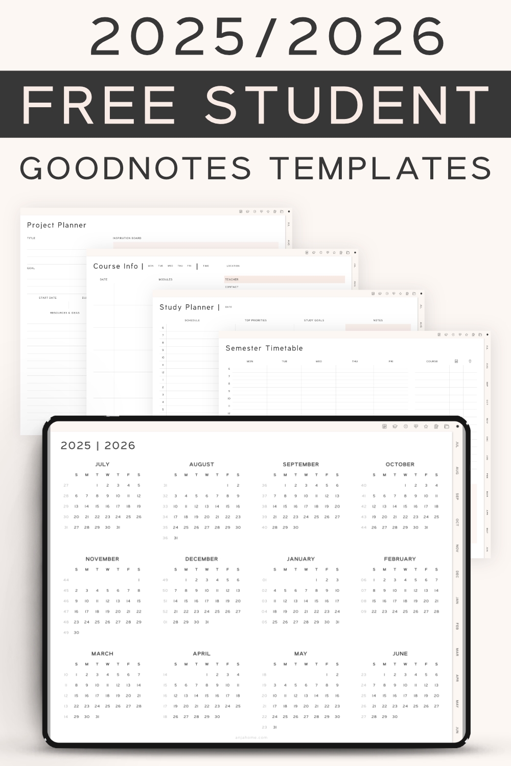 Free Goodnotes Templates For Students 2025 2026 AnjaHome
