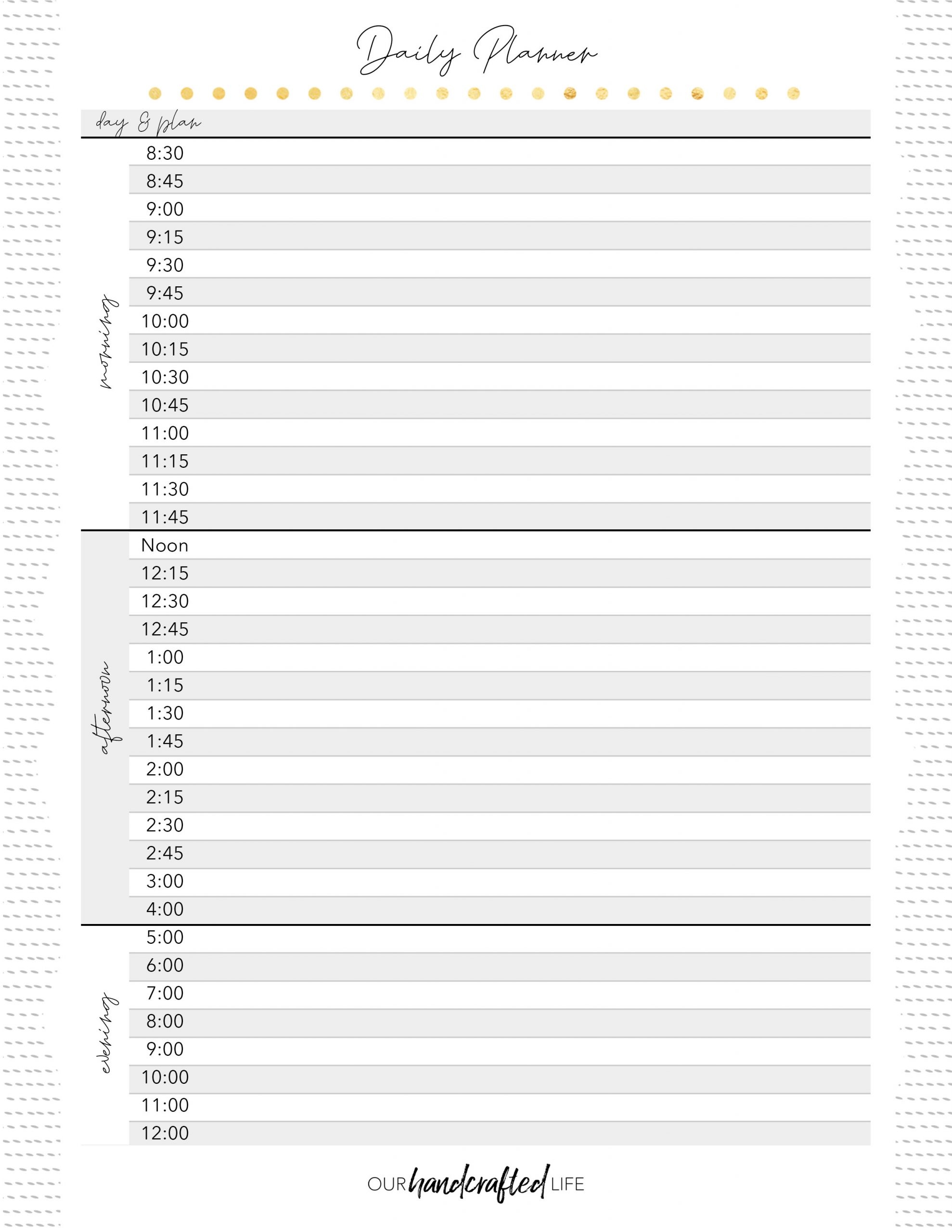 daily planner printable