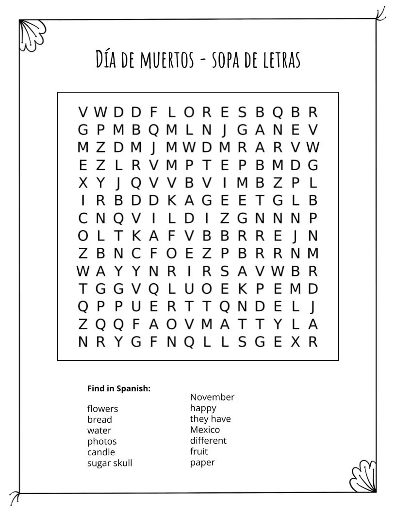 Free Spanish Worksheets For Day Of The Dead Spanish Mama
