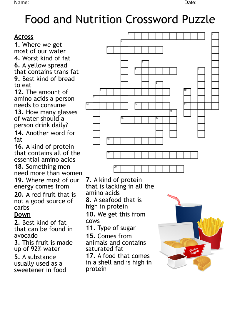Functional Properties Of Food Crossword WordMint