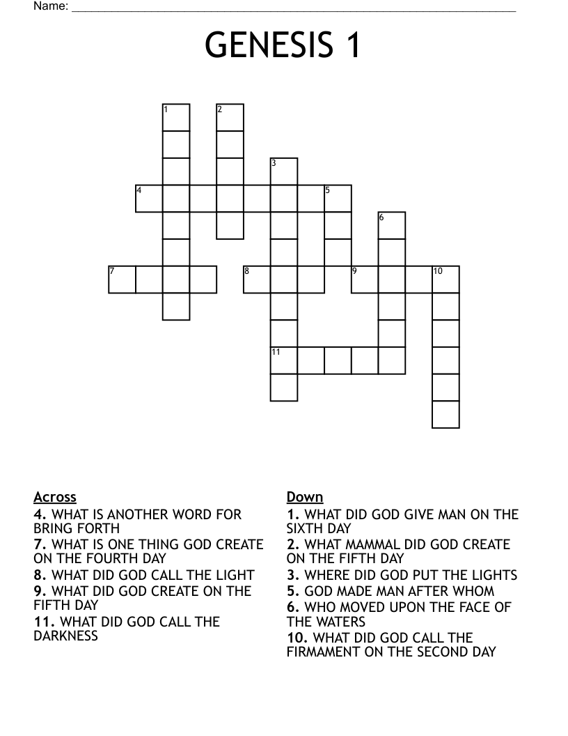 GENESIS 1 Crossword WordMint