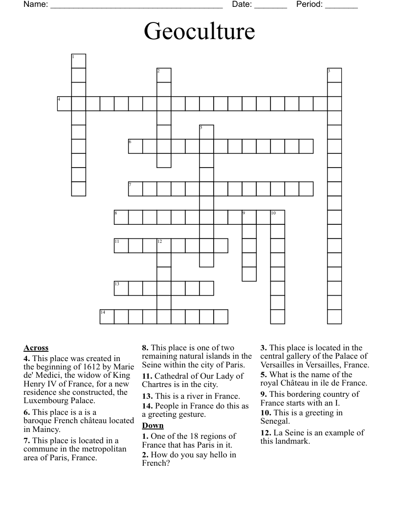 Geoculture Crossword WordMint