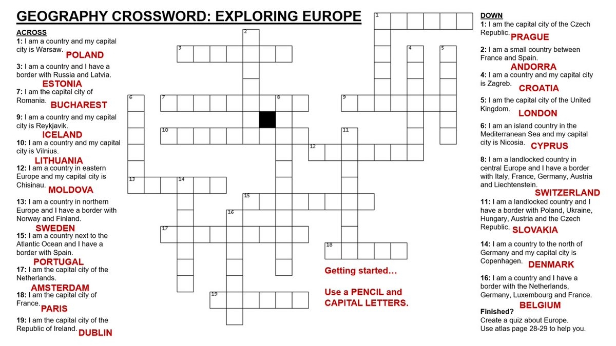 Geography Crossword The Puzzlemaker Website Is Great For Creating These Literacy Challenges And It s Free To Use Sharing An Example Here On European Countries And Capital Cities In Shared Folder teachers Geography Crossword The Puzzlemaker Website Is Great For Creating These Literacy Challenges And It s Free To Use Sharing An Example Here On European Countries And Capital Cities In Shared Folder teachers