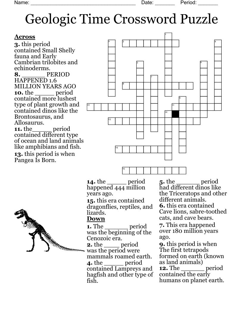 Geologic Time Crossword Puzzle WordMint
